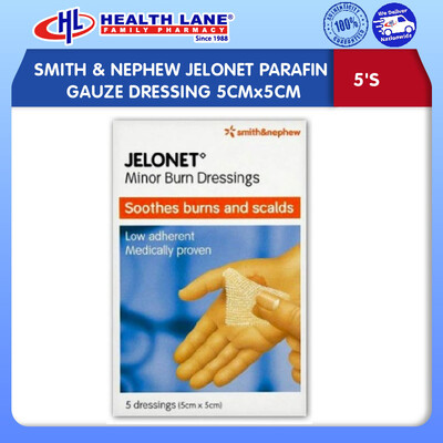 SMITH & NEPHEW JELONET PARAFIN GAUZE DRESSING 5CMx5CM (5'S)